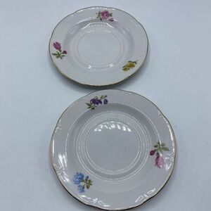 JLMENAU Graf Von Henneberg Floral Porzellan Saucer E Germany Vintage Set Of 2